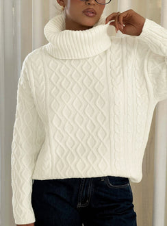 Delah Cable Knit Roll Neck Jumper Cream