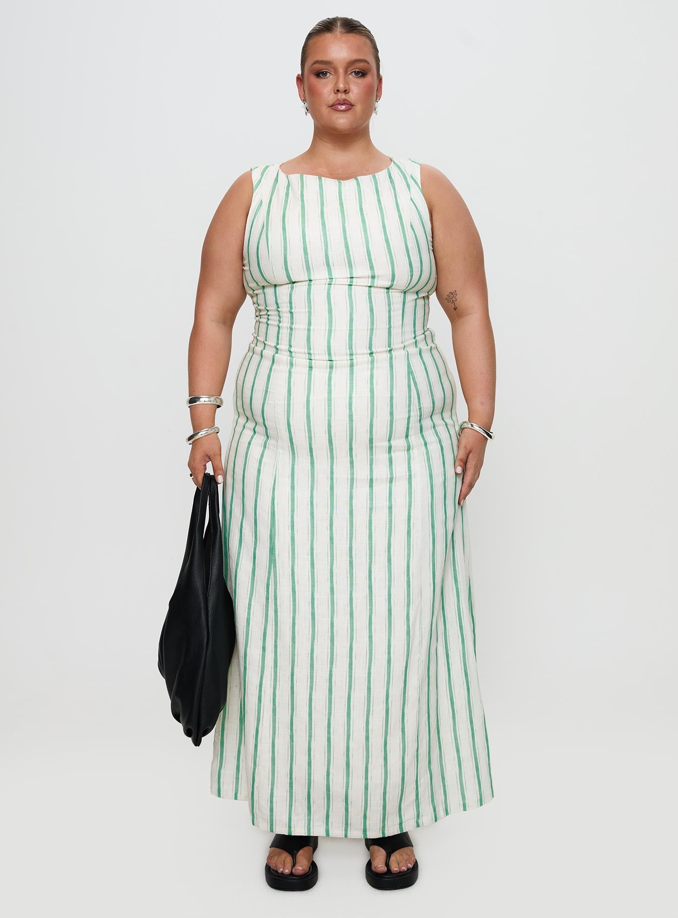 Lewisa Maxi Dress Green Stripe Curve
