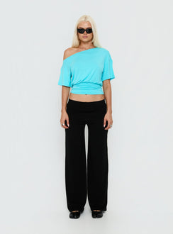Ashlinn Off Shoulder Drapey Top Turquoise