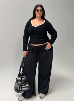 Gavrielle Jersey Wide Leg Pants Black Curve