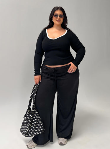 Gavrielle Jersey Wide Leg Pants Black Curve