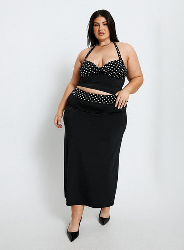 Norelle Halter Set Black Polka Curve