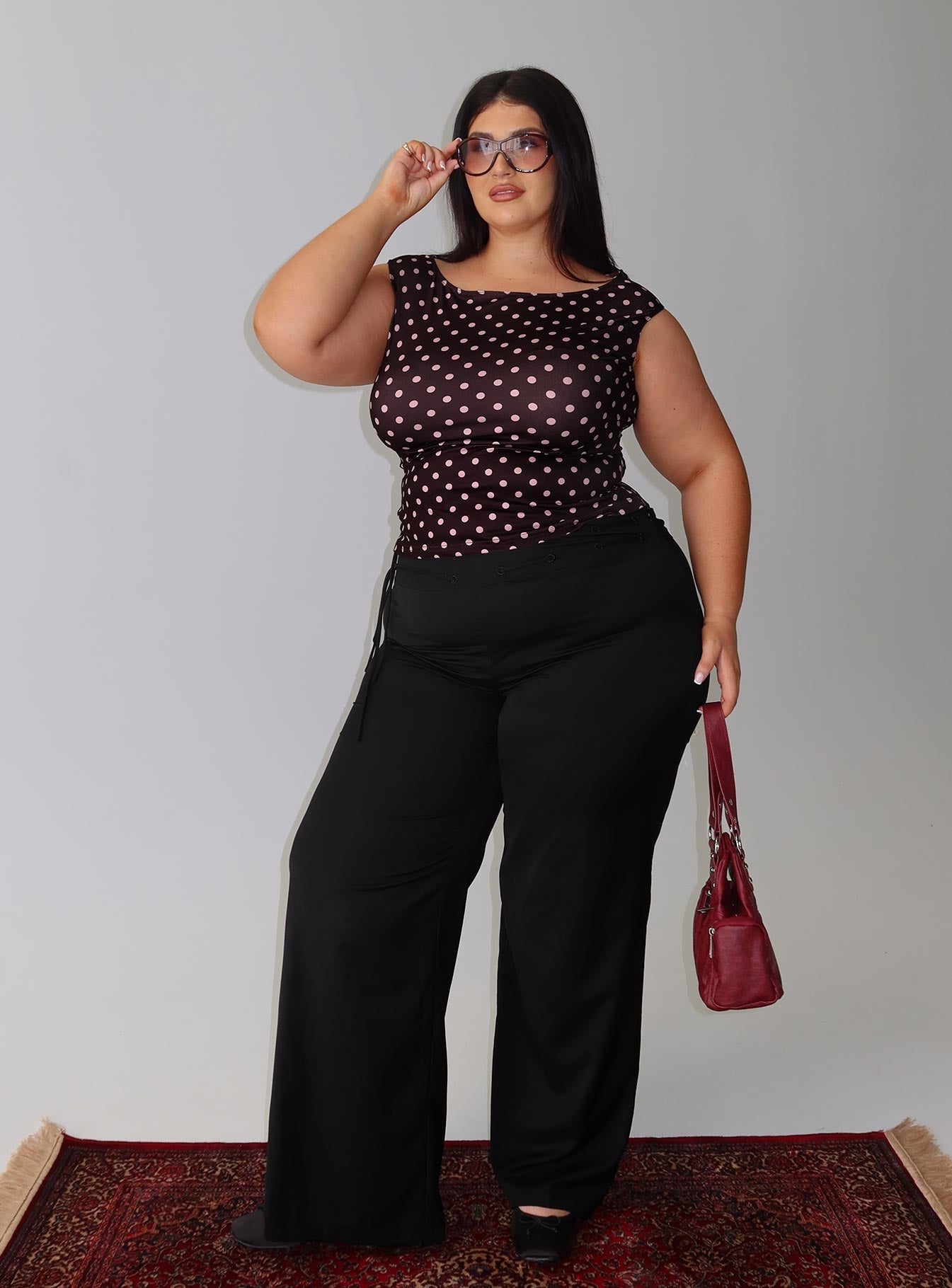 Cheirosa Off Shoulder Top Chocolate / Pink Curve