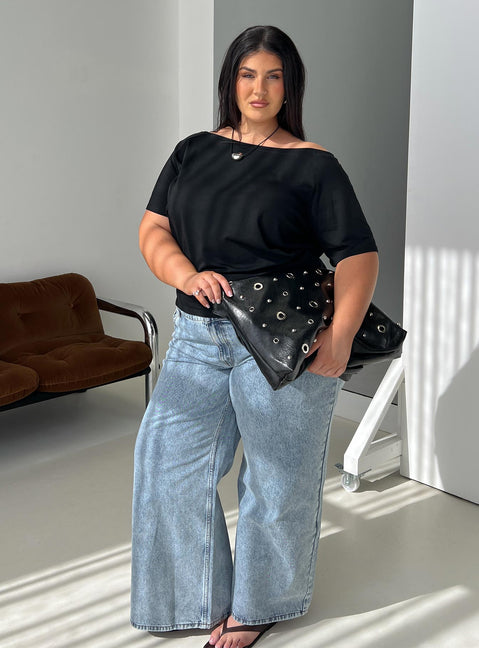 Icon Baby Off Shoulder Top Black Curve