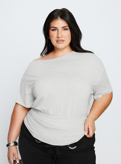 Ashlinn Off Shoulder Drapey Top Grey Curve