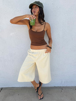Daily Define Thin Strap Classic Tank Top Brown