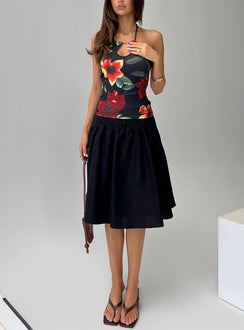 front view of model wearing Princess Polly Inside Jokes Top Floral Multi Sleeveless Crew Neck 