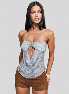 Sublimity Strapless Top Blue Multi