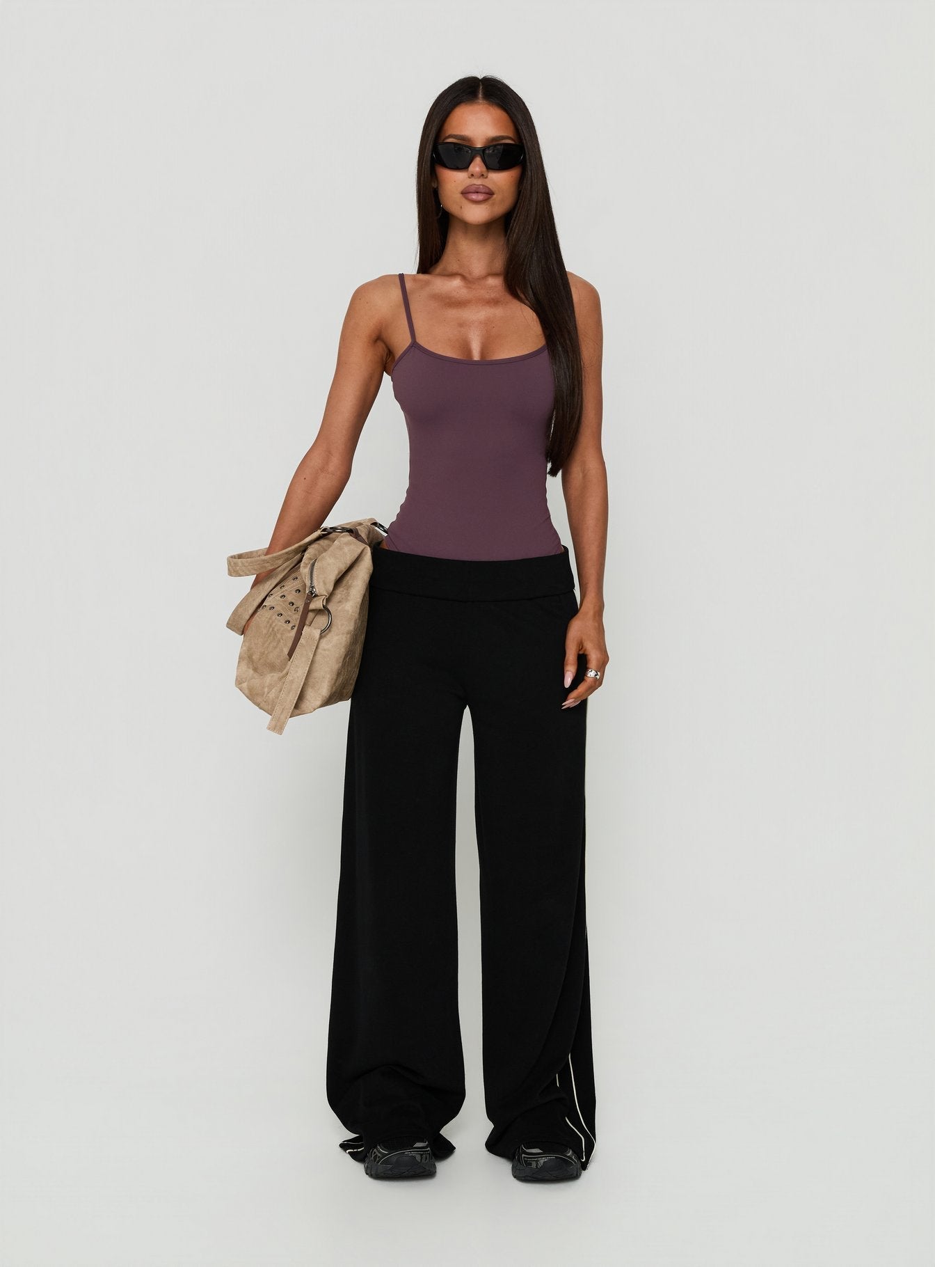 Daily Define Thin Strap Low Back Bodysuit Aubergine