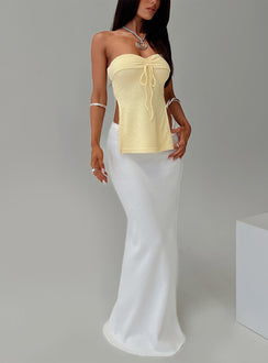 back view of model wearing Princess Polly Laurenita Longline Tube Top Yellow Sleeveless Sweetheart 