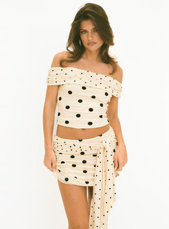 Aneira Off Shoulder Top Cream Polka