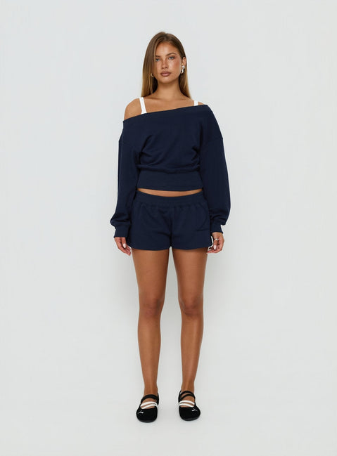 Kohdie Applique Fleece Micro Shorts Navy