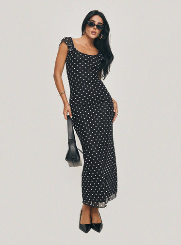 Sandberg Maxi Dress Black Polka Dot