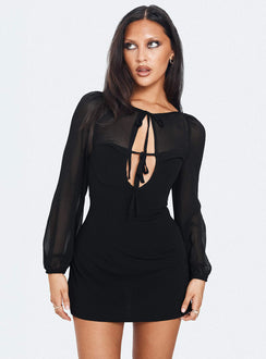 Tribute Long Sleeve Cut Out Mini Dress Black