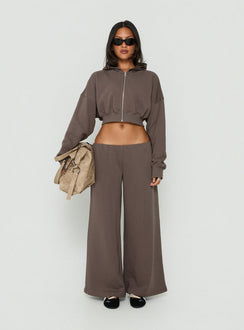 Lanna Fleece Zip Through Cropped Hoodie Grey