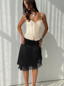 Angeleah Tie Up Frill Detail Top Cream