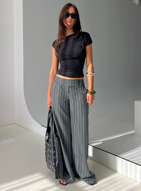 Cedars Low Rise Pant Grey Stripe