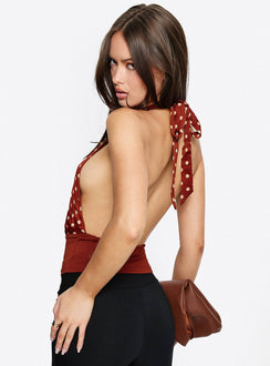 Rania Top Polka Burnt Red