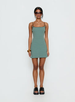 Rydar Scoop Mini Dress Blue / Chocolate Stripe