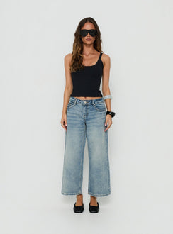 Sooki Low Rise Cropped Jeans Light Vintage Blue