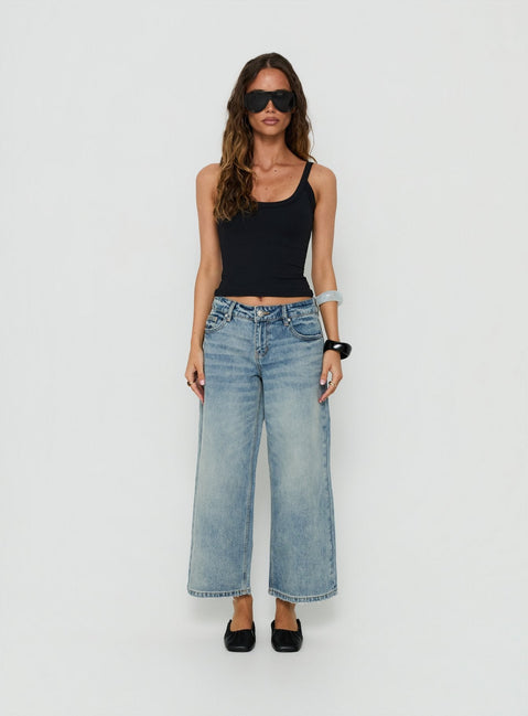 Sooki Low Rise Cropped Jeans Light Vintage Blue
