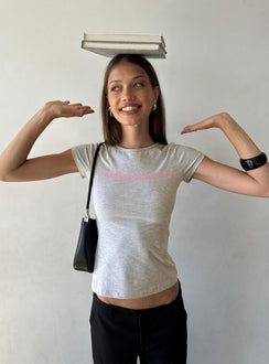 Not For Everyone Graphic Baby Tee Grey Marle / Pink