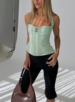 Isabetta Halter Top Green Polka