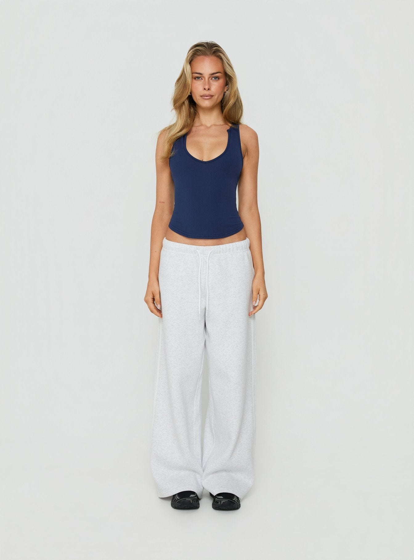 Kennah Wide Leg Sweat Pants Grey Marle