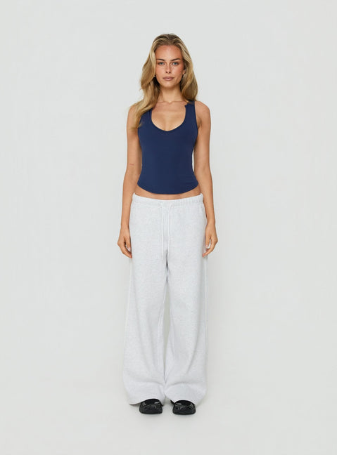 Kennah Wide Leg Sweat Pants Grey Marle