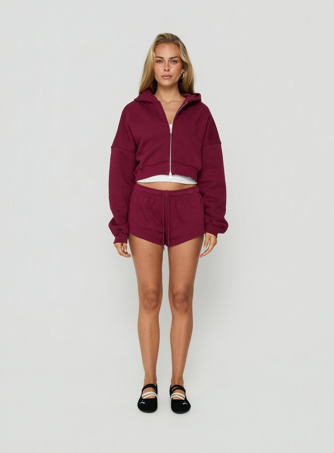 Zellah Double Ended Zipper Hoodie Cherry