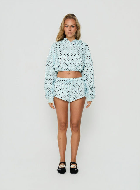 Quinncy Low Rise Sweat Shorts Blue Polka Dot