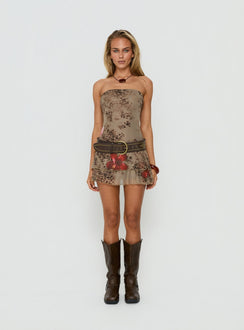 Magic Number Strapless Mini Dress Animal Floral