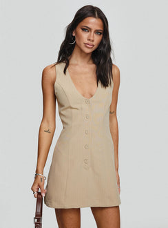 Damico Romper Beige Pinstripe