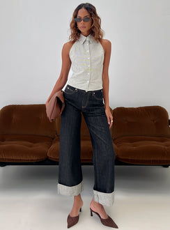 Different Dimensions Sleeveless Collared Top Check