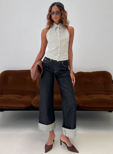 Different Dimensions Sleeveless Collared Top Check