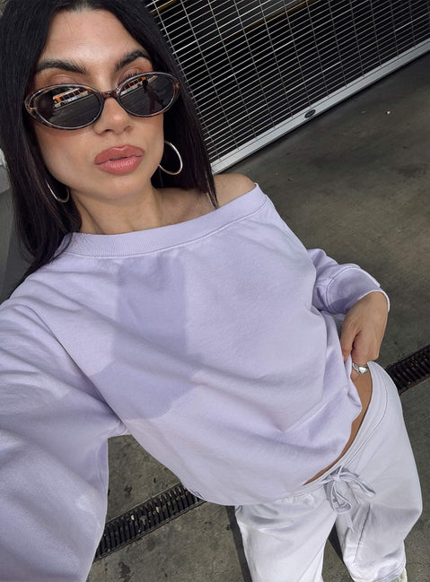 Wellness Off The Shoulder Jumper Washed Lavender