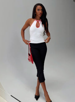 Old Soul Contrast Trim Top White / Red