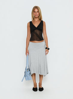 No Place Like Home Lace Trim V-Neck Top Black