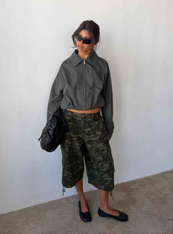Call You Up Bomber Jacket Charcoal