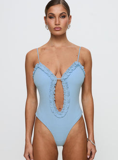 Rhyde Plunging Frill Bodysuit Blue