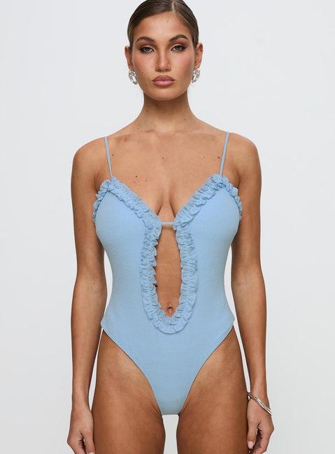 Rhyde Plunging Frill Bodysuit Blue