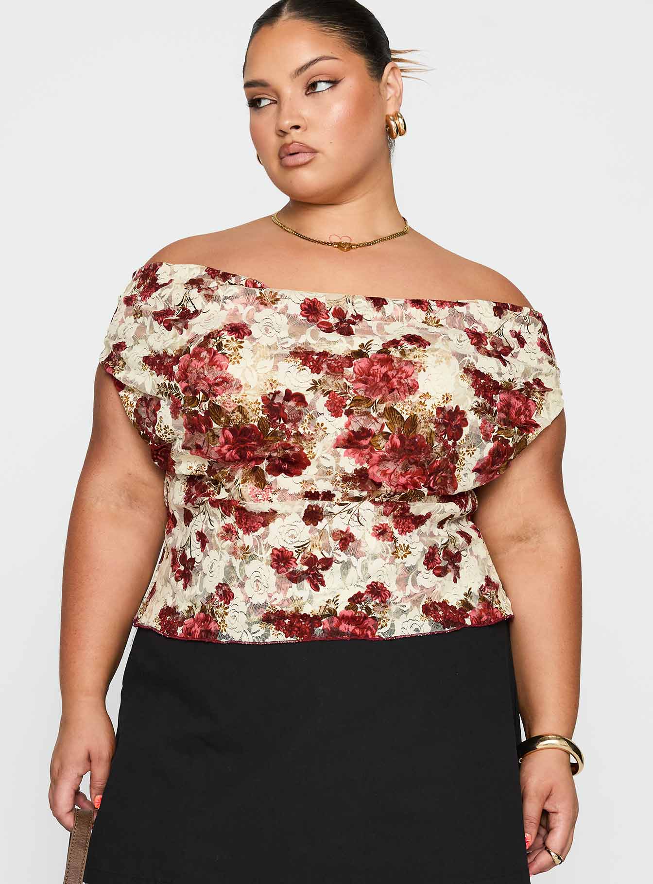 Capulet Halter Cowl Top Floral Curve