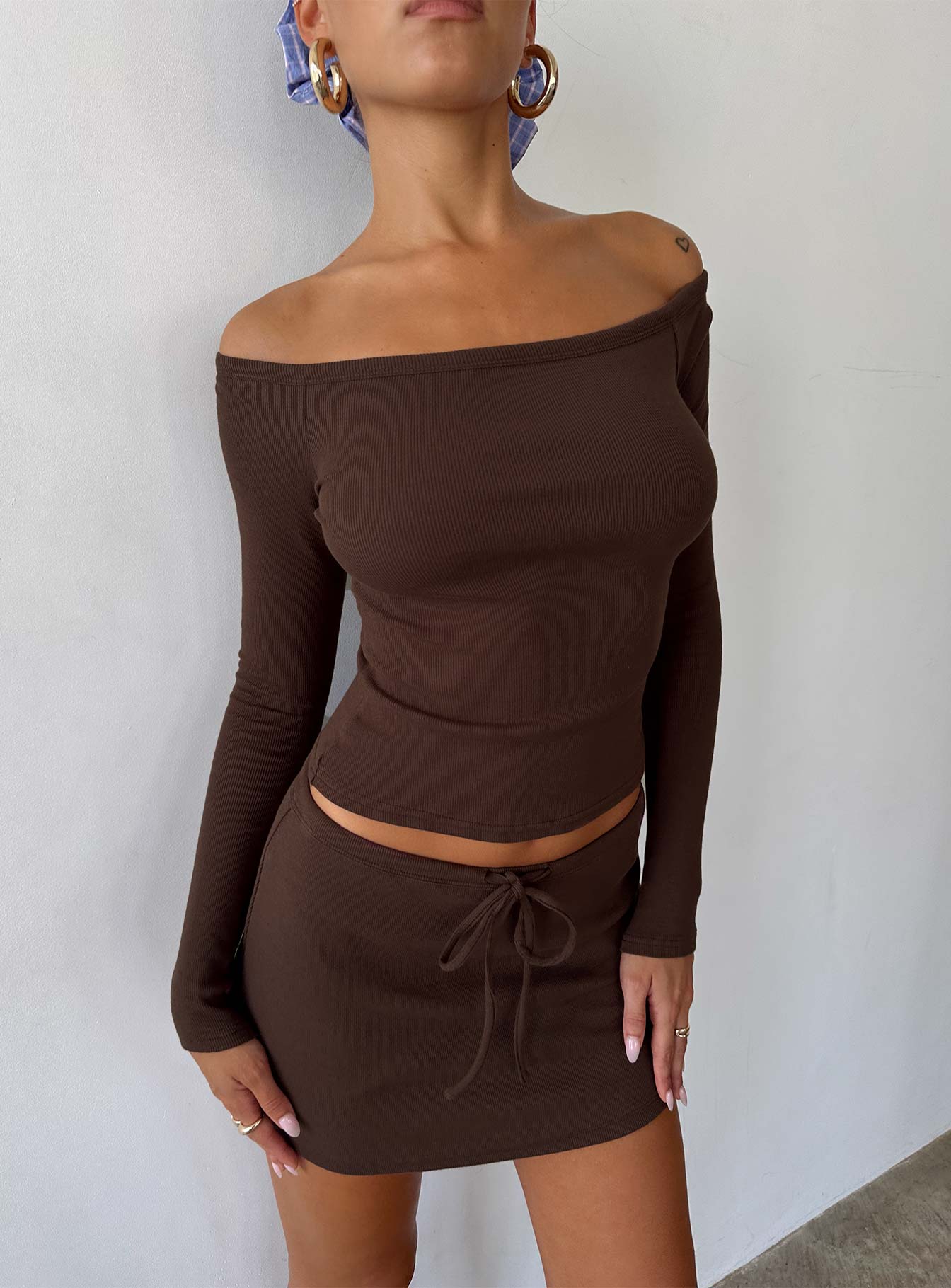 Baseline Rib Skort Brown