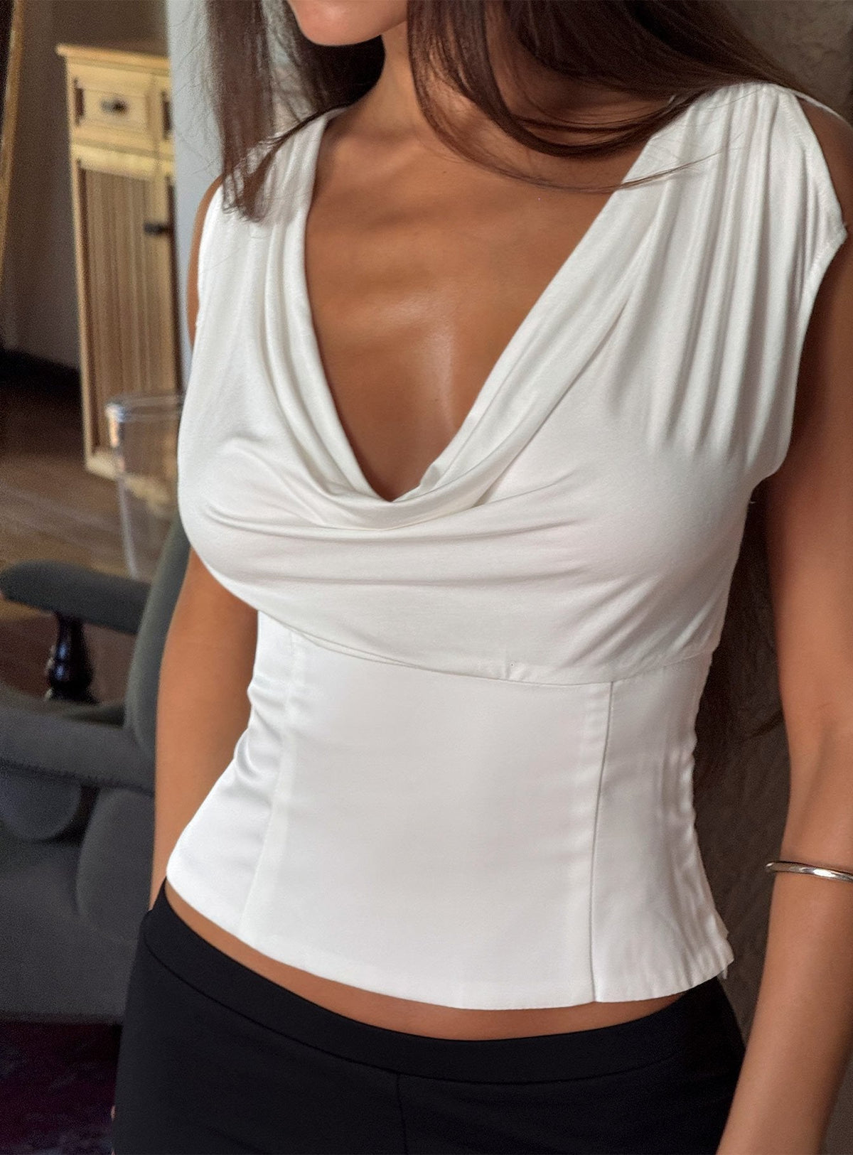 Sommerset Cowl Neck Top White