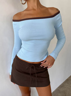 Baseline Off Shoulder Top Blue / Brown