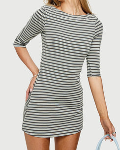 Destinie Boatneck 3/4 Sleeve Romper Multi Stripe