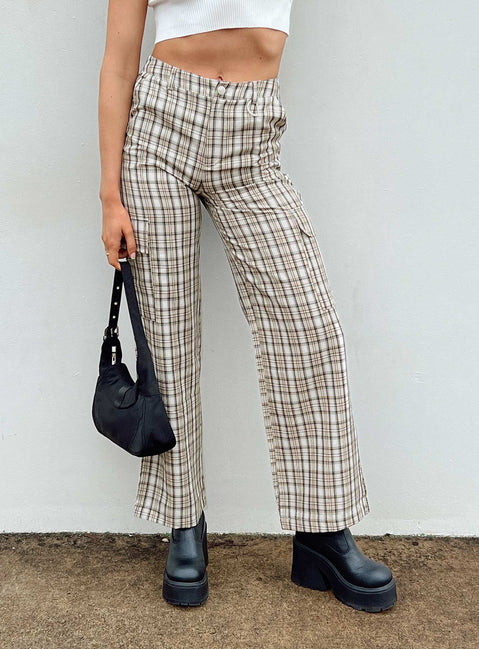 product Princess Polly High Waisted Pants  Mckay Check Cargo Pants Multi
