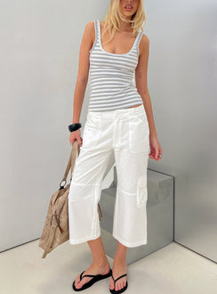 Designed with the Indee Cropped Cargo Pants White womens-regular-pants featuring high-rise front view of model wearing Princess Polly