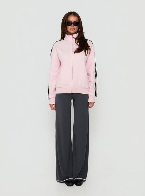 Keeran Funnel Neck Fleece Jumper Pink / Black