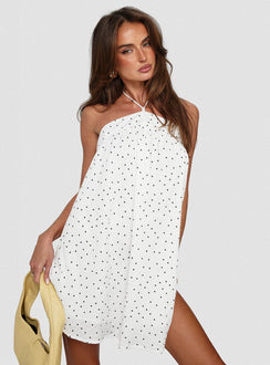 Moonlit Mini Dress White Polka